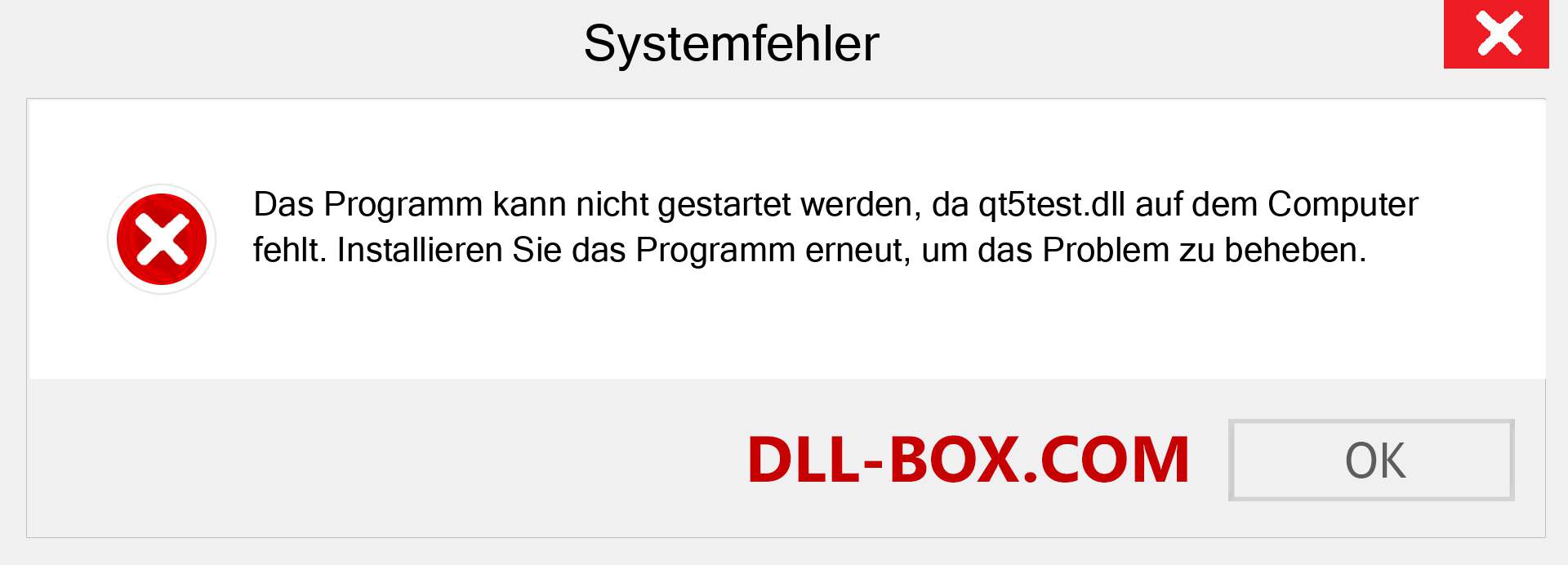 qt5test.dll-Datei fehlt?. Download für Windows 7, 8, 10 - Fix qt5test dll Missing Error unter Windows, Fotos, Bildern